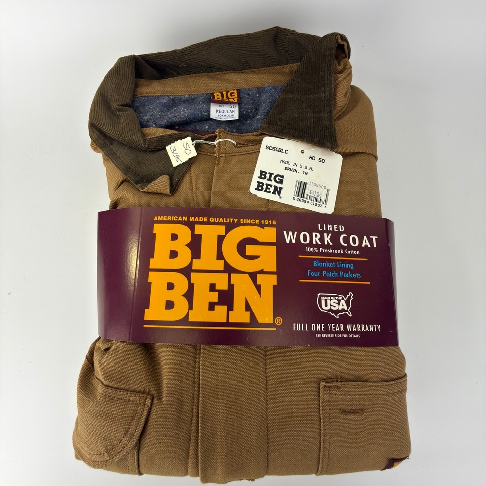 Big Ben Vintage Chore Coat Blanket Lined Brown Mens 50 XXL NWT NOS USA 5C50BLC